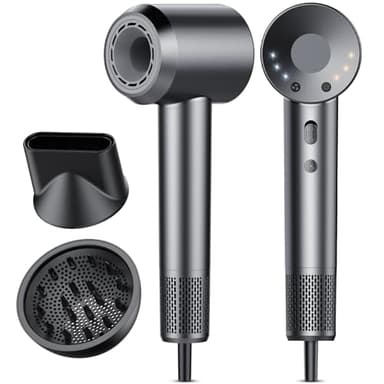 Sèche Cheveux Professionnel Portable 160 000 tr/min Seche Cheveux Ionique avec 5 Milliards d'Ions Négatifs 4 Températures & 3 Vitesses, Faible Bruit Diffuseur Magnétique et Buse Inclus