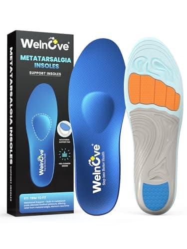 Welnove Semelles Orthopédiques à Coussinet Métatarsien,Semelle Métatarsalgie pour le Névrome de Morton,avec Soutien de Voûte Plantaire contre la Fasciite Plantaire Homme&Femme-Homme 41-44|Femme 43-46