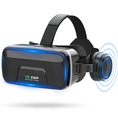 XWP Casque VR avec Écouteurs, Lunettes 3D De Réalité Virtuelle (VR) pour téléphone Portable, avec Lentille HD, pour iPhone Et Android (4,7–7,2"), Immersif pour Jeux/Films, Cadeau pour Amis Et Famille