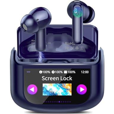 QXUFV AI Écouteur Traducteur Instantané 164 Langues, ANC/ENC Réduction du Bruit, 7 Modes de Traduction, Écran Tactile LED, IPX7 Étanche, 48H Autonomie, Casque Musique/Appels/Traducteur (Bleu)