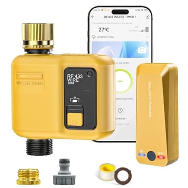 Shrivee Programmateur Arrosage Connecté 1 Voies Automatique WiFi avec RF433 Technologie Programmable Irrigation Timer pour Jardin