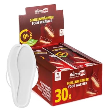THERMOPAD Semelles chauffantes S-XXL – L'ORIGINAL : 30 Pairs de chaufferettes pour jusqu'à 9 Heures de Chaleur - pour Les Chaussures de Ski et Les Bottes - activé par l'air - M (38-39)