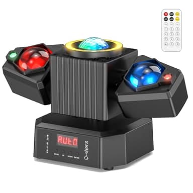 FODEXAZY 65W Lyre LED Moving Head,RGBW 4-en-1 Double Bras Jeux Lumiere Disco de Scène Tête Mobile,Mini Moving Head Lampe Projecteur avec Télécommande,pour Disco DJ Club Fête Bar Mariage Spectacle
