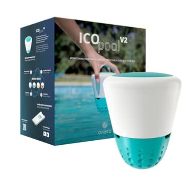 ICO Pool V2 Chlore Brome - Analyseur d'eau connecté pour piscines traitées au chlore ou au brome - Mesures toutes les heures pH, ORP, température de l'eau - Recommandations sur votre smartphone