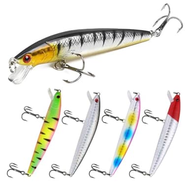 XUZOPIM 5 Pcs Leurre De Surface Bar Peche Mer Appât Flottant Avec Queue Pivotante Pour Bar Leurre De Surface Bionique Pour Carnassiers Convient Pour Eau Douce Et Salée