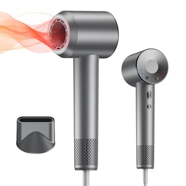 Journeyside Seche Cheveux Ionique,1600W Sèche-Cheveux Professionnel avec Buse Magnétique, 3 Vitesses 4 Températures, Protection Contre La Surchauffe, Séchage Rapide, pour Stylisme à Domicile