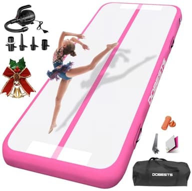 DOBESTS Air Track Tapis de Gymnastique Gonflable, Air Floor Mat, 10cm / 20cm Haut Tapis Entraînement, Tapis de Gymnastique 2/3/4/5/6 m, Gym Tumbling avec Pomp a air (rose, 300x100x10 cm)
