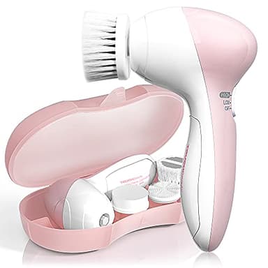 TOUCHBeauty Brosse Nettoyante Visage Électrique 360°, 3 Têtes Rechange, pour Nettoyage Profond Anti-Points Noirs, 2 Réglages de Vitesse, Appareil Rechargeable avec Étui de Voyage (Rose Opale)