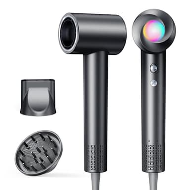 Haokoo Sèche-cheveux Ionique Professionnel Haute Vitesse – 150 000 tr/min, Séchage Rapide, 500 Millions d’Ions Anti-Frisottis, 8 Réglages LED, Léger, Silencieux, Idéal Maison & Voyage (Noir)