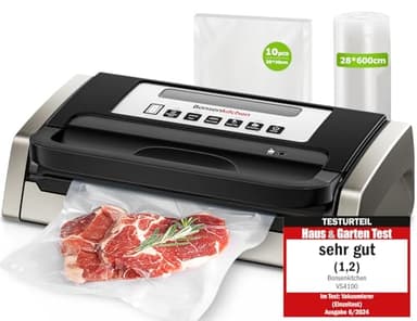 Bonsenkitchen Machine Sous Vide Alimentaire, Puissante et Silencieuse, Technologie Globefish pour un Travail Continu, Conception avec Poignée Verrouillée, Cutter Intégré, Noir