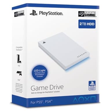 Seagate Game Drive pour PS4/PS5 2To, Disque Dur Externe, 2.5 Pouces, USB 3.0, sous Licence Officielle, éclairage LED Bleu, INCL. 2 semaines Playstation+ (STLV2000202)