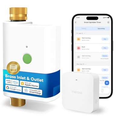 Meross Programmateur Arrosage WiFi MST100 | Arrosage Automatique & Report Pluie - APP Contrôle | Suivi Conso d'eau | Raccord Double en Laiton | Compatible avec Apple HomeKit, Alexa et Google Home