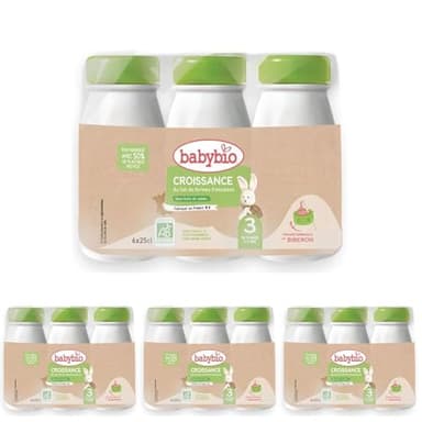 Babybio croissance au lait de vache français 6 bouteilles de 25cl (Lot de 4)