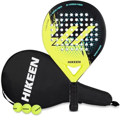 BOOSTEADY Raquette de Padel Adultes, Raquette de Tennis en Fibre de Verre de Carbone avec Balles de Tennis, Raquette de Paddle Pickleball pour Adolescents Débutants Avancés