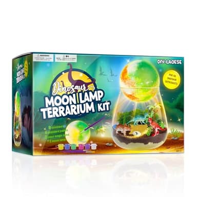 Kit de Terrarium Dinosaure pour Enfants- avec Peinture Lampe de Lune Veilleuse- Cadeau Garcon Enfant 4 5 6 7 8 9 10 11 12 Ans, Idée Cadeaux Jouets Dinosaures -Loisir Créatif Enfant, Arts et Artisanat