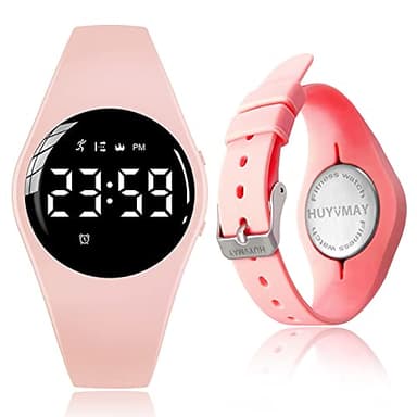 HUYVMAY Non Connectée Podomètre Montres sans App, Montre Rechargeable à Durée de Vie de la Batterie de 20 Jours, Enfants Montres Numériques IP68 Etanche avec 3 Réveils pour Garçons et Filles Enfants