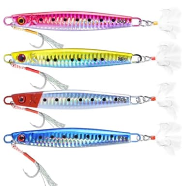 Leurres de Pêche en Haute Mer Coulants, WASAGA 4 pièces 60g/80g/100g/120g/150g/180g Appâts de Poisson Spinner de Mer en Métal Dur pour Mérou de Saumon de Thon et Leurre de Jigging