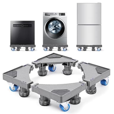 Support Machine à Laver 45–75cm 300KG Réglable Socle Lave-Linge et Réfrigérateur avec Roulettes Verrouillables, Pieds Antivibration, Rehausseur Électroménager Charge