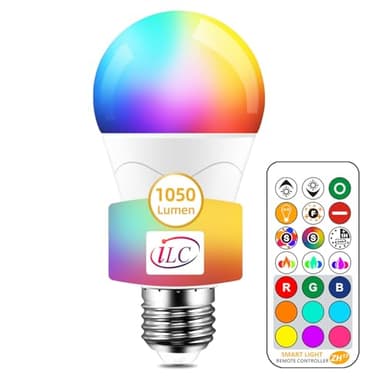 iLC 85W Équivalent Ampoule Led Couleur Changement de couleur Dimmable E27 Edison RGBW Télécommande Compris