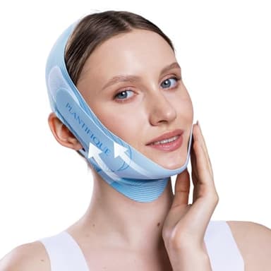 PLANTIFIQUE Masque Double Menton | Contour du Visage Femme et Homme | Bandeau Réutilisable aux Tissu Respirant Réglable | Ceinture Amincissante Gaine