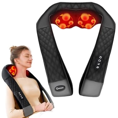 KNQZE® Masseur cervical shiatsu 4D, 2026 Masseur dos et cervicales chauffant, Massage pétrissage des tissus profonds 4D, Massage cou, cervical et dos, Cadeau pour femme homme papa maman