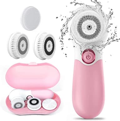 TOUCHBeauty Brosse Nettoyante pour le Visage, Nettoyant Électrique pour le Visage avec 3 TêTes de Brosse Nettoyante pour L'Acné, les Points Noirs, la Peau Morte, le Nettoyage en Profondeur, Rose