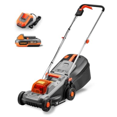 FUXTEC Tondeuse à Gazon sans Fil 20 V FX-E1RM20-ECO-SET, Batterie 4Ah + Chargeur, pour Jardins Petits à Moyens, Largeur de Coupe 30 cm, bac 30L, Hauteur de Coupe 30-70 mm