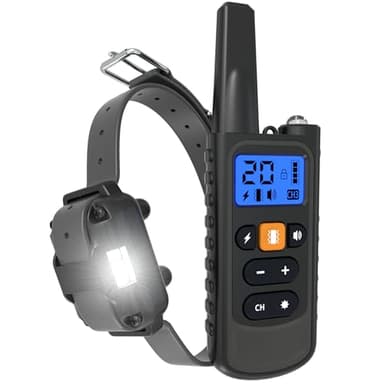Collier de Dressage pour Chien,Portée de 3000m,Collier Rechargeable avec Mode Vibration,Son,Choc Électrique et Lumière LED,IPX67 Résistant à L’Eau,Adapté Aux Chiens de Petites et Gros Tailles,Noir