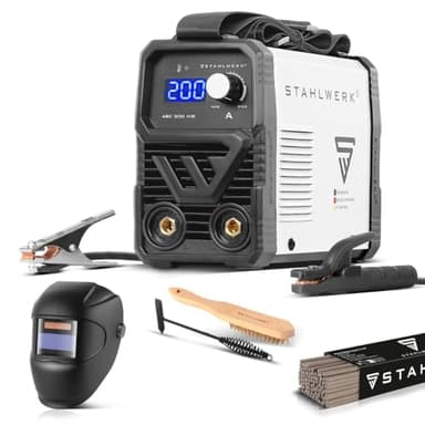 STAHLWERK Poste à souder à l'électrode ARC 200 MD – Kit complet – MMA jusqu'à 200 A, utilisation flexible sans gaz, compact & léger, Smart Cooling, Hotstart automatique, fonction Anti-Stick
