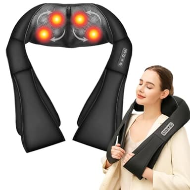 Masseur Cervical, Massage Dos et Cou Épaules avec Chauffage,Appareil de Massage Shiatsu Électrique ur Massager Nuque Cervicales Epaule, 3D-rotation Vitesse Réglable, Cadeaux pour les Femmes/les Hommes