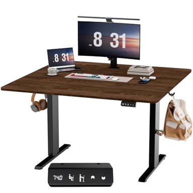 Raplink Bureau Assis Debout, Bureau Réglable en Hauteur 120 x 60 cm, Mémoire Préréglée avec 2 Hauteurs, Montage Facile, pour Bureau à Domicile, Études et Jeux, Brun Vintage