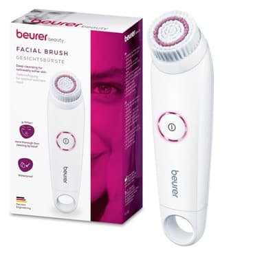 Beurer FC 45 Brosse nettoyante électrique pour le visage, nettoyage en profondeur pour une peau visiblement douce et éclatante, rotation à 2 niveaux, tous types de peau, étanche, blanc