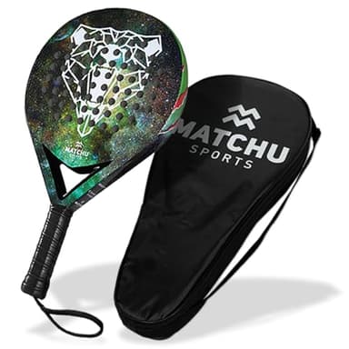 MATCHU - Raquette de Padel + Sac de Transport - Padel Racket - EVA Foam - 3D Grip Technology - 100% Carbon - Bear, Gorilla, Panther ou Enfants (Bear - Débutant - 100% Carbon)
