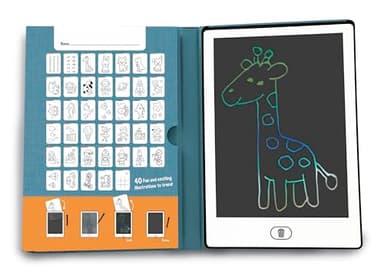 ZAZU Fun Tablette à Dessin LCD pour Enfants - 8,5 Pouces Tablette de Dessin avec 40 Cartes de Modèle & Stylo, Fonction d'Effacement & Bouton de Verrouillage - Jouet Éducatif Créatif pour Maison