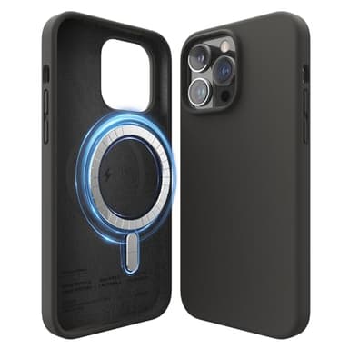 elago Coque Magnétique en Silicone Compatible avec iPhone 14 Pro Max Étui (6.7"), Compatible avec MagSafe, Aimants Intégrés, Silicone Liquide Premium, Housse Etui de Protection (Noir)