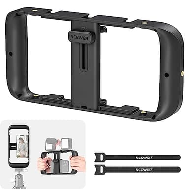 NEEWER Support vidéo pour téléphone Portable Cage stabilisatrice avec Griffe et Filetage 1/4" Compatible avec iPhone 16 15 Pro Max 14 13 Plus Mini 12 Android