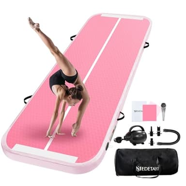 UrbanLuxe Tapis de Gymnastique Air Tumble Track, Tapis de Gymnastique Gonflable pour Tumbling 6,6ft 10ft 13ft 16ft 20ft/10cm Air Tumble Track, Pour Usage Familial/Yoga/Eau/Danse – 4m, Rose