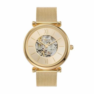 Fossil Montre Carlie pour Femme, Mouvement Automatique avec Bracelet en Maille d'acier Inoxydable