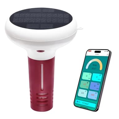 Moniteur intelligent wifi pH chlore pour piscine, testeur 7 en 1 (pH/chlore/sel/ORP/TDS/EC/temp), alimenté à l'énergie solaire, testeur salinité pH pour piscine,spa,jacuzzi(Instructions en anglais)