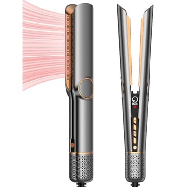 Sèche-Cheveux Lisseur 2 en 1, Lisseur à Air Ionique 200 m/min - Plasma Coiffage Mouillé à Sec, Sans Dommage Thermique, Séchage & Lissage Rapide pour Cheveux Mi-Longs à Longs - 4 Réglages Température