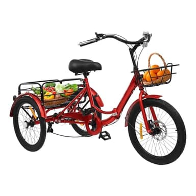 YyanLAK Tricycle pliable pour adulte, 20 pouces, tricycle pliable, 7 vitesses, 3 roues avec serrure, pour adultes d'une taille de 1,55 à 1,75 mètres