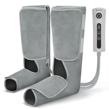 COMFIER Appareil de massage des jambes avec fonction de compression et de chaleur, appareil de massage des pieds et des mollets avec 3 niveaux d'intensité et bottes de massage réglables