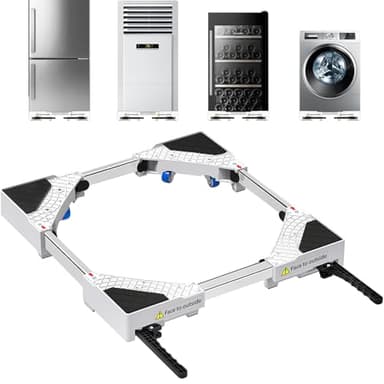 NIUXX Universel Socle Lave Linge Avec Roulettes Pivotantes à 360° pour une Manœuvre sans Effort, Fonction Anti-Vibrations, Freins Réglables, Taille Ajustable, pour Lave-Linge Empilés de 42 à 69 cm