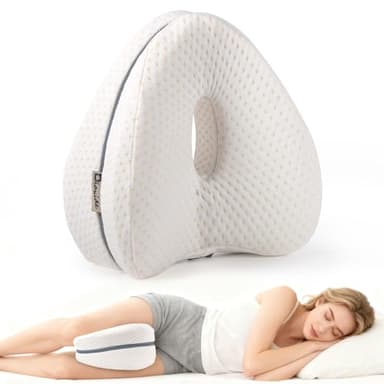 Dioxide Coussin Genoux pour Dormir, Coussin Orthopédique des Dormeurs Latéraux avec Mousse à Mémoire, Coussin Jambes Dormir pour Les Jambes, Genoux, Hanches, Dos et Grossesse(Blanc)