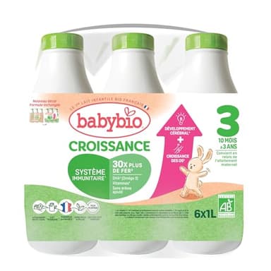 Babybio croissance lait de vache dès 10 mois 6 x 1L