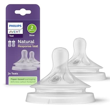 Philips Avent Natural Response - Tétines avec valve anti-coliques, débit lent (Débit 2), lot de 2, SCY962/02
