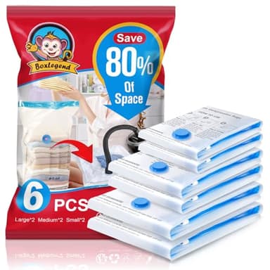 BoxLegend Sacs de Rangement Sous Vide 6 Pièces 2XL 100x80 +2L 80x60 + 2S 60x40cm Housses de Rangement Sous Vide Voyages Sac Sous Vide Vetement Aspirateur pour Vêtements, Couettes, Literie, Oreillers