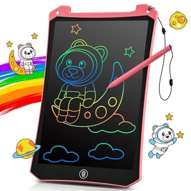 BlueSwan Tablette Dessin Enfant, Cadeau Paques Jouet 2 3 4 5 6+ ans, 10 Pouces Ardoise Magique Coloré, Jouet Activités de Voyage pour Tout-petits, Voiture, Avion, Educatif de Filles et Garcons, Rose