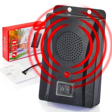 PATTLER Anti Martre à Piles – Répulsif Anti Martre à Ultrasons avec Lumière pour Voiture, Garage et Maison, Protection Renforcée, 1 Unité