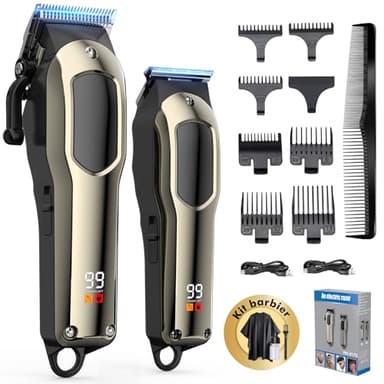 Singphere Tondeuse Cheveux Hommes - Tondeuse à Cheveux Professionnelle et Tondeuse à Barbe Pour Homme, Kit Tondeuse Finition et T-lames Trimmer, Tondeuse Cheveux et Barbe Homme Famille Set